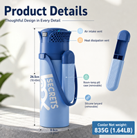 SECRETSBOX Glacière isotherme portable pour insuline, grande capacité 900 ml, en métal, motif lettres, alimentée par batterie, avec housse