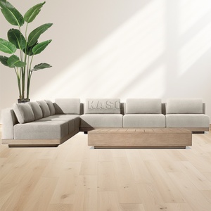 Bộ ghế sofa ngoài trời bằng gỗ tếch cao cấp, khung nhôm, dành cho sân vườn, kiểu sectional, sang trọng. - Product Image 5