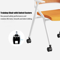 Chaise de formation pliable avec dossier en maille et pieds ergonomiques, roulettes pivotantes pour salle de formation, vente en gros directe d'usine