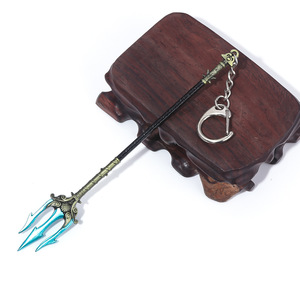 Accesorios del juego War God Llavero <span class=keywords><strong>Trident</strong></span> of the Sea God Colgante de metal y joyería del rey del mar - Product Image 5