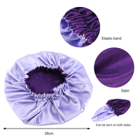 Bonnet de nuit pour femme en satin de polyester double couche, tissé, élastique, extra large, lavable, anti-chaleur, vente en gros OEM