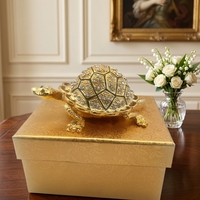 Nouvelle statue en métal émaillé d'animal réaliste, petite taille, sculpture de tortue en métal pour cadeau du Nouvel An