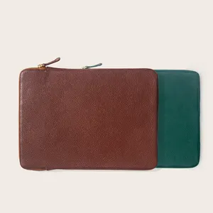 Funda de viaje con logotipo personalizado para ordenador portátil, Funda de cuero con cremallera para Macbook, ipad, pebble