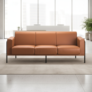 Sofá de Oficina de Dos Plazas de Diseño Moderno Matis, Tapizado en Cuero, con Cojines Extraíbles, Estructura Metálica con Tuberías Visibles, Comercial - Product Image 5