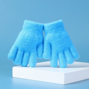Effen kleur voor kinderen, eenvoudig imitatie van nertsbont, gebreid, warm voor schermgebruik, winddicht, dagelijks gebruik, winter, koudebestendig, dik vijfdelig - Product Image 4