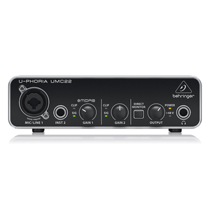 Behringer U-Phoria UMC22 <strong>Sound</strong> <strong>Card</strong> 2-Channel <strong>USB</strong> Audio Interface With 1 Midas Preamp &amp; 48V Phantom Power Studio <strong>Sound</strong> Equipment