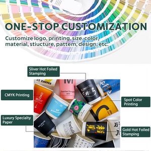 Одноразовые бумажные стаканы для кофе с двойными стенками, черные, с золотым тиснением, с индивидуальным логотипом, 8, 10, 12, 16 унций, для кофе на вынос - Product Image 5