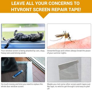 Malla de fibra de vidrio de 2 pulgadas x 200 pulgadas para ventanas y puertas, parche de reparación de mosquiteras, cinta para <span class=keywords><strong>reparar</strong></span> agujeros rotos en la pantalla - Product Image 3