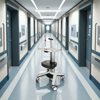 Chariot de diagnostic cardiaque moderne robuste avec cadre en alliage d'aluminium et roues verrouillables de 4 pouces, chariot médical hospitalier pour usage dentaire