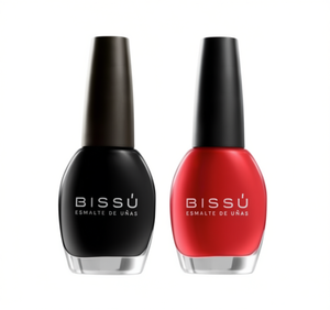 Esmalte de uñas Bissu, negro y rojo, de secado rápido, ecológico, estilo clásico para pintar uñas en todas las estaciones - Product Image 1