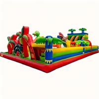 Parc d'attractions gonflable Dinosaures de 8x15 mètres, Château gonflable géant Fun City, Combo de structures gonflables pour l'extérieur