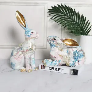 Nordico decorazione per la casa resina colore coniglio pittura statua di coniglio per decorazioni da tavolo decorazione per la casa