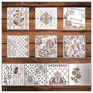 10 pochoirs <span class=keywords><strong>pour</strong></span> la <span class=keywords><strong>peinture</strong></span>, pochoirs de texture murale, 6 x 6 pouces, réutilisables, pochoirs de <span class=keywords><strong>peinture</strong></span> au pistolet DIY - Product Image 1