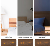 Réveil numérique en bois de bureau électronique avec chargeur sans fil, réglage de la luminosité, décoration de la maison EMAF