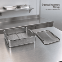 Panier en treillis métallique en acier inoxydable Bingrong avec couvercle, plateau de rangement pour instruments chirurgicaux