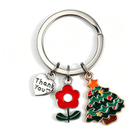 Porte-clés de Noël Père Noël, pendentif fleur et lettre d'amour, porte-clés fleur de Noël