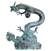 Statue de dragon volant en bronze, sculpture d'art en métal de taille réelle traditionnelle chinoise
