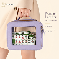 Boîte de rangement pour tuiles de mahjong en PU avec fenêtre de visualisation transparente en PVC pour un rangement organisé des jeux de mahjong, des jeux à domicile et des jeux de table