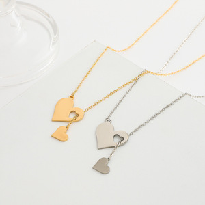 Stainless Steel Double Heart Pendant Necklace <strong>for</strong> Women Couple Choker Gold Silver Color Chain <strong>Wedding</strong> Party <strong>Friends</strong> Jewelry <strong>Gift</strong> - Product Image 1
