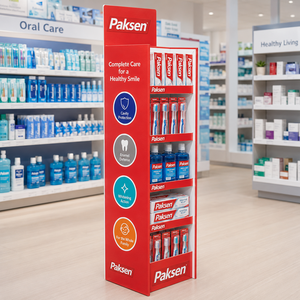 Oral Care Products Paper Corrugated Floor Display, Custom Cardboard <b>Stand</b> for Toothbrush Mouthwash, Supermarket Beauty Aisle Use - Product Image 3