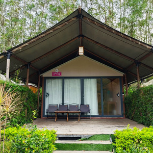 <span class=keywords><strong>Tente</strong></span> de glamping de luxe imperméable pour l'extérieur, <span class=keywords><strong>tente</strong></span> de safari, auvent, <span class=keywords><strong>6</strong></span> m, tissu PVC, structure en acier, distance entre les poteaux de 5 m, exposition toutes saisons - Product Image 2