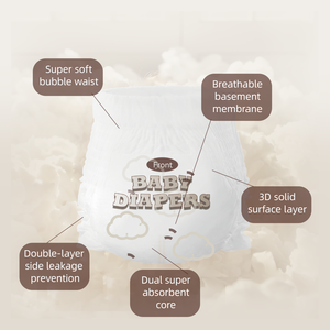 Hoogwaardige premium super absorberende babybroekjes - USA Fluff Pulp zacht 3D lekpreventie bedrukte pull-up luiers - Product Image 4