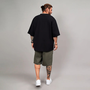 Wholesale Plain Oversized Plus Size Men's <b>T</b>‑Shirts, <b>White</b> Black Color Option With Custom Logo - Product Image 2