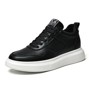 Vibrant Color Block Genuine Leather Inward Raised Insole Multi-Tone Thick <strong>Foam</strong> Sole Elevated Daily Walking <strong>Trainers</strong> - Product Image 4