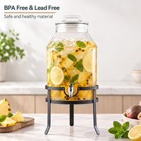 Distributeur de boissons en verre transparent de 8 L avec support et robinet, grand récipient pour boissons froides pour fêtes, mariages, buffets, restaurants, vente en gros, OEM