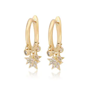 earring-940 Xuping jewelry elegant fashion star set diamond 18K gold high quality pendant earrings clip