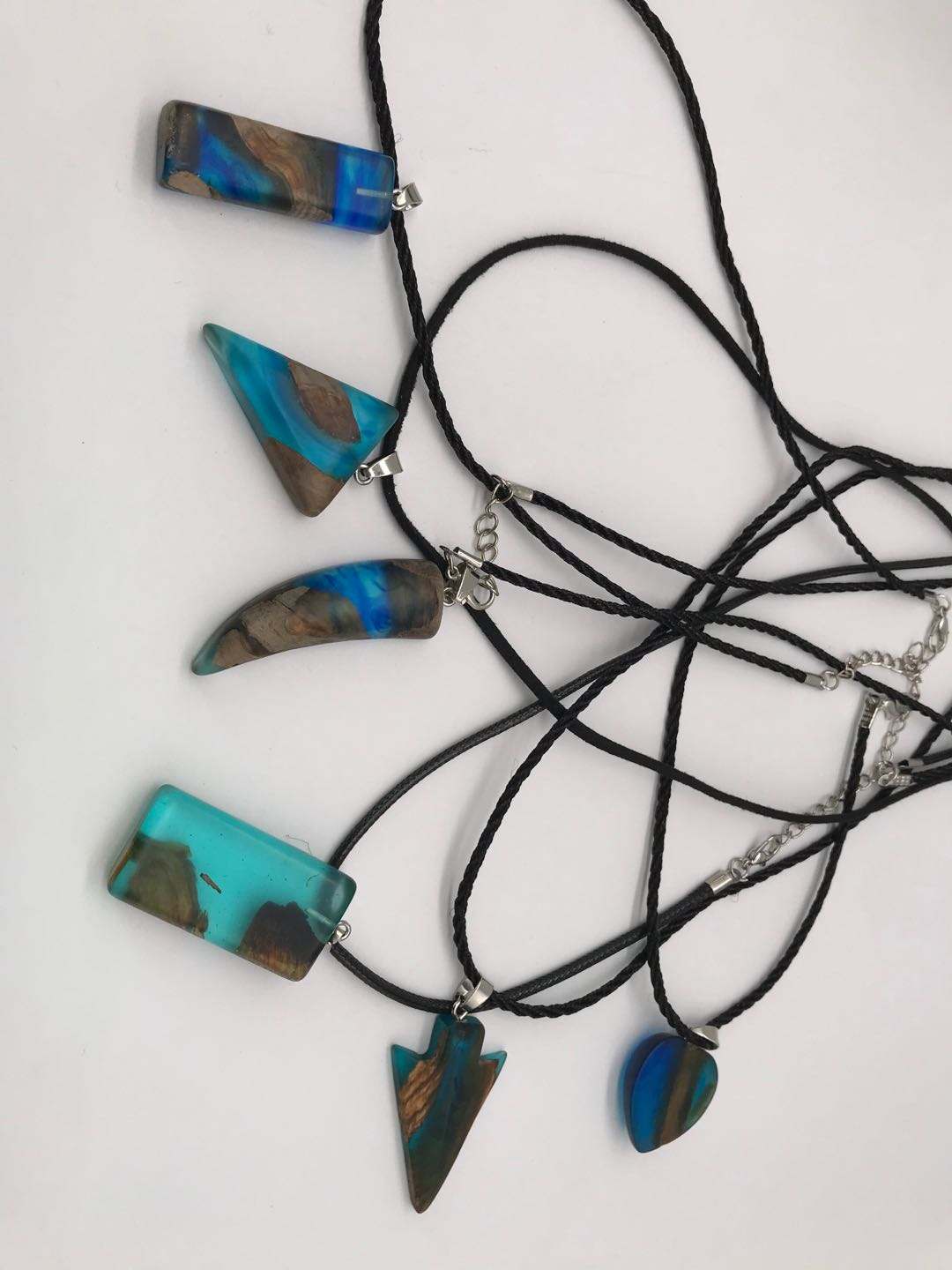 Resin Wood Pendant Necklace Custom Crystal Charm