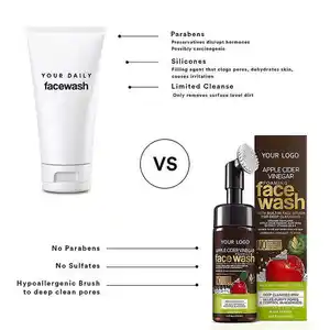 Mousse de espuma para tratamento de acne, produtos de limpeza e clareamento da pele de marca própria, produtos para cuidados faciais