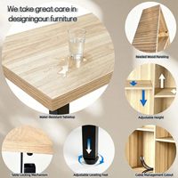 Bureau d'artisanat pliable moderne de 73,22 po avec étagères de rangement et bibliothèque escamotable pour bureau à domicile et salon en bois
