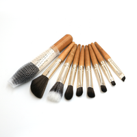 Échantillons gratuits de haute qualité manche en bois mini ensemble de pinceaux de maquillage portable 9 pièces en gros