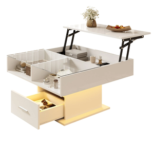 <span class=keywords><strong>Table</strong></span> <span class=keywords><strong>basse</strong></span> multifonctionnelle à finition brillante avec éclairage LED, hauteur réglable et espace de rangement flexible, <span class=keywords><strong>design</strong></span> moderne - Product Image 1