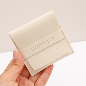 PUPPYSEW Beige 8*8cm PU Leather Bags Jewelry Pouches Jewelry Packaging Earrings Necklace Rings Package <b>Envelope</b> Bags With Logo - Product Image 3