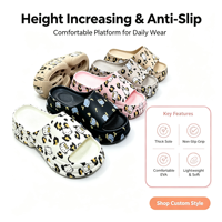 Vente en gros de tongs pour femmes, tendance mode, imprimées de dessins animés, à semelle épaisse, augmentant la taille, en EVA, pour l'été