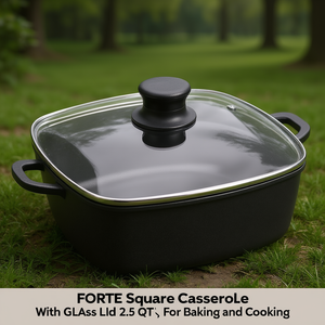 Casseruola quadrata Forte con coperchio in vetro da 2,5 litri per cuocere e cucinare - Product Image 3