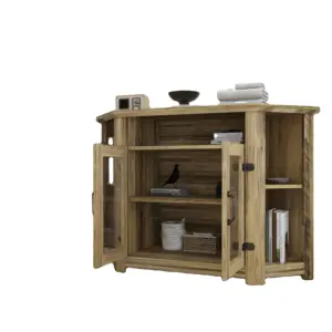 عرض خاص خزانة تلفاز خشبية مركزية ريفية أثاث مع طاولة تخزين وسائط مفتوحة لغرفة المعيشة