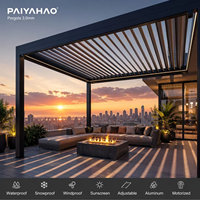 Pérgola Bioclimática Motorizada Paiyahao de Aleación de Aluminio con Sistema de Techo de Lamas Abatibles de 3.0 mm para Jardín con Vista Panorámica de la Ciudad