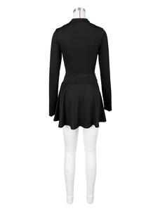 2024 recién llegados Athleisure cintura ajustada manga larga falda acampanada chándales para mujeres conjunto de dos piezas - Product Image 5