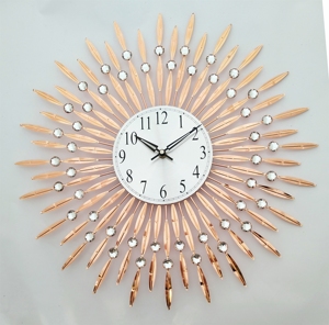 Rose Gold Art Peacock Modern Quartz Large Size Metal Wall <b>Clock</b> - Product Image 1