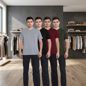 เสื้อยืดคอกว้าง แขนสั้น สีพื้น ทรงปกติ ผ้าเจอร์ซีย์ลำลอง 100% ผ้าฝ้าย ระบายอากาศได้ดี ดีไซน์แบบถัก - Product Image 5