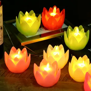 Plastic Lotus Ornament Simulatie Swing Led Kaarslicht Langdurige Theelichtkaarsen Multi Gekleurde Festival Elektrische Kaarsen