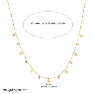 Star Pendant Necklace Gold Plated Stainless Steel Chain Bezel Set Diamond Everyday Wear - Product Image 4