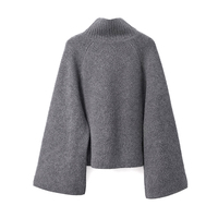 Pull cardigan à col roulé mi-haut pour femme, style créateur, avec boutons, collection 2026