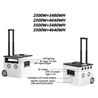 Station d'alimentation portable LiFePO4 pour extérieur, 2500W 3500W, avec chariot, pour camping, grande capacité de stockage d'énergie