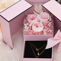 Coffret Cadeau Noir de Mariage Fleur Éternelle Anniversaire Fête des Mères Boîte à Bijoux Éternelle pour Fille Maman