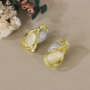 Vintage Italian Elegant Pearl 14k Gold Brass <b>Jewelry</b> <b>Set</b> Crystal Teardrop Necklace Earrings Women For <b>Prom</b> Party - Product Image 5