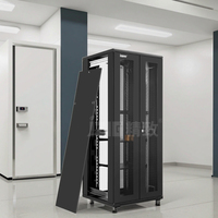 Meilleures ventes : Rack de serveur 42U en acier laminé à froid noir avec porte frontale en verre trempé, charge statique de 1000 kg, en stock pour utilisation en centre de données